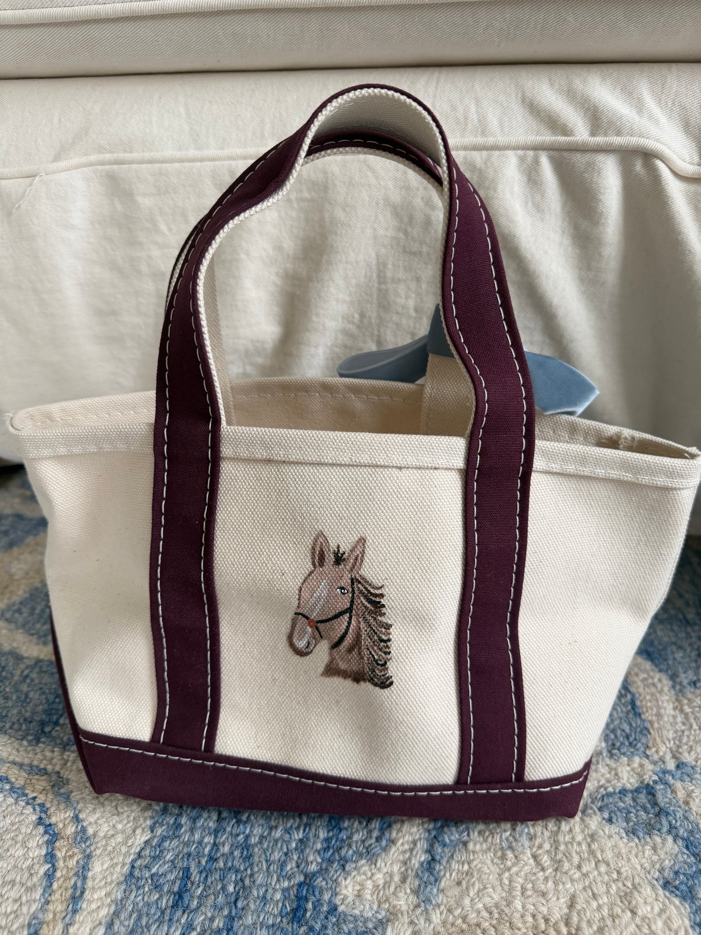 Hand-painted LLBean tote: Horse Girl Fall