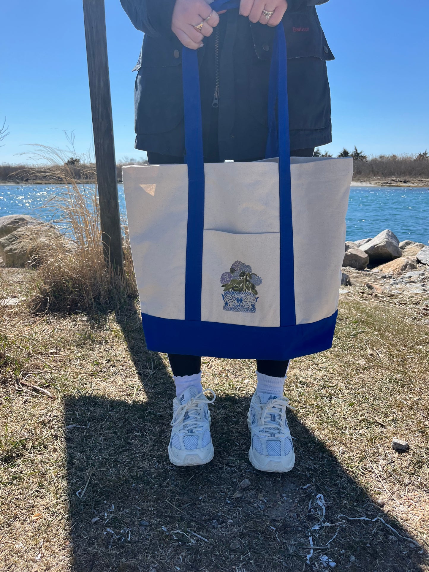 Hydrangea Chinoiserie Beach Tote