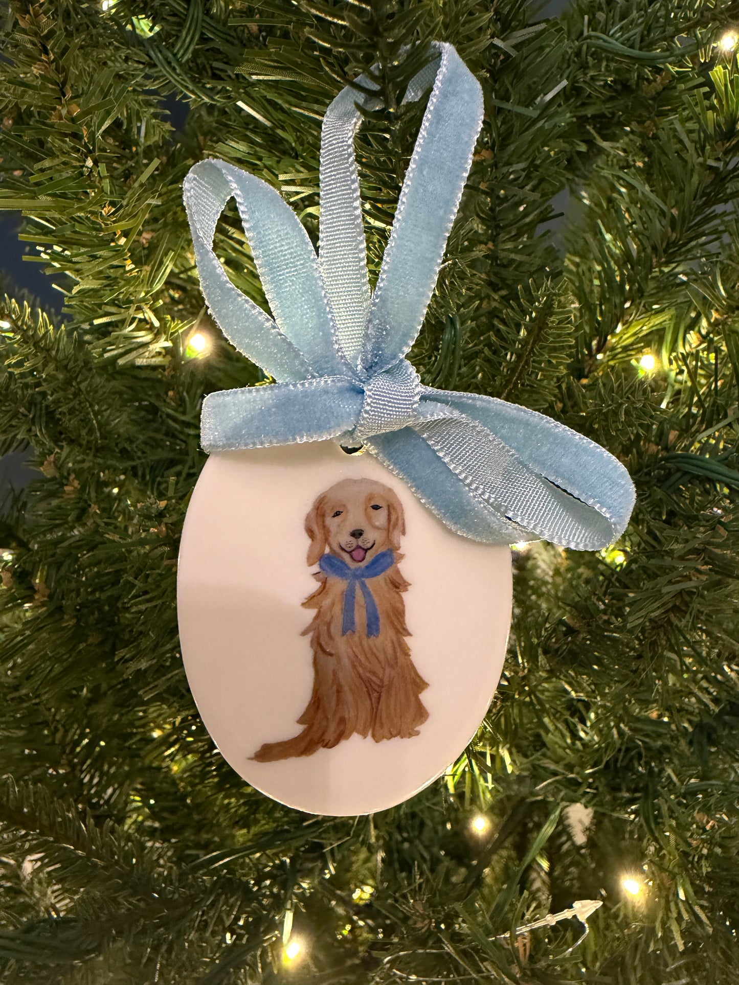 Golden Retriever Bow Ornament
