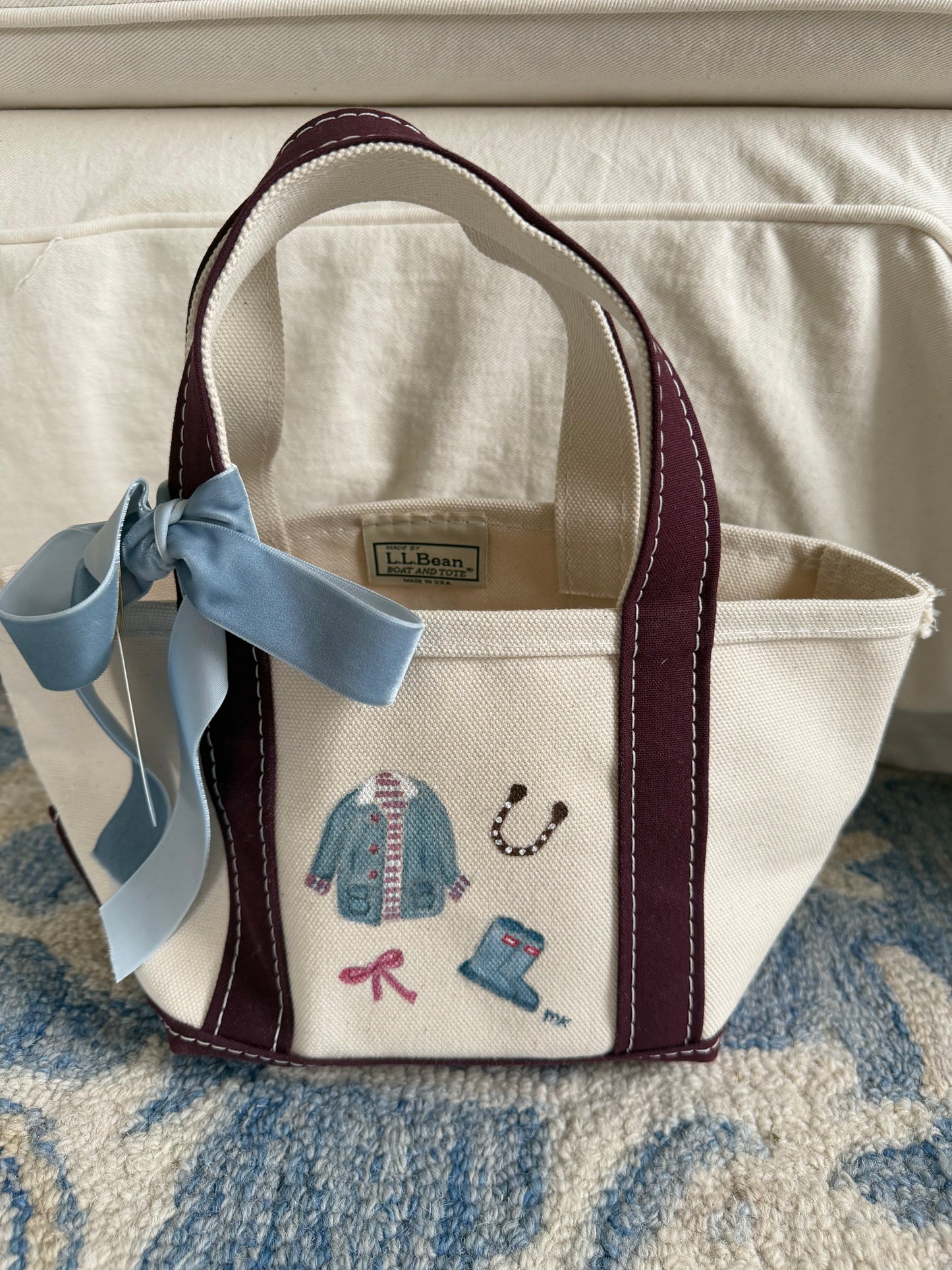 Hand-painted LLBean tote: Horse Girl Fall