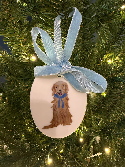 Golden Retriever Bow Ornament