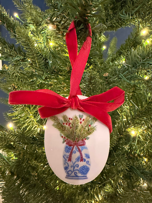 Blue and White Holiday Ornament