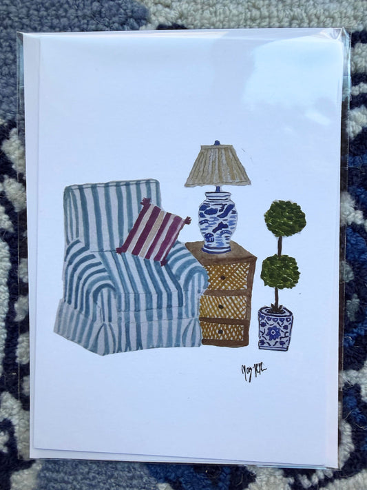 Coastal Living Room Greeting Card